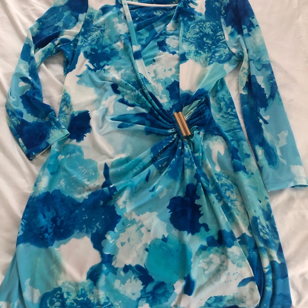 Calvin Klein Wrap Dress Blue and White floral